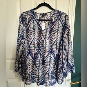 NWT Banana Republic Factory Feather Print V-Hem Tunic SZ XL